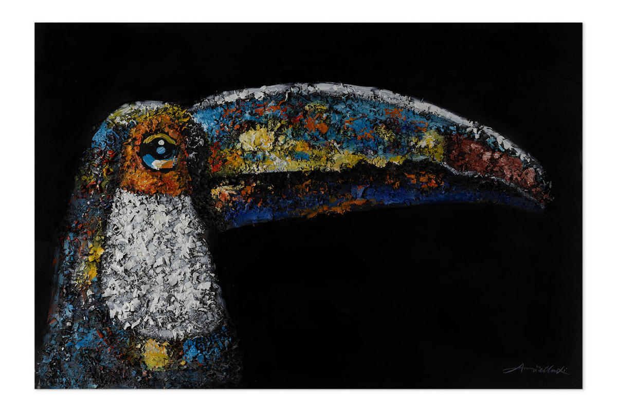 ACRYLBILD HANDGEMALT 90/60 cm - Multicolor/Schwarz, Holz/Textil (1.3/60cm) - KUNSTLOFT