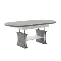 COUCHTISCH oval ausziehbar höhenverstellbar Ablage 130/80/60 cm - Hellgrau/Weiß, Holzwerkstoff (80/130/60cm) - designimpex