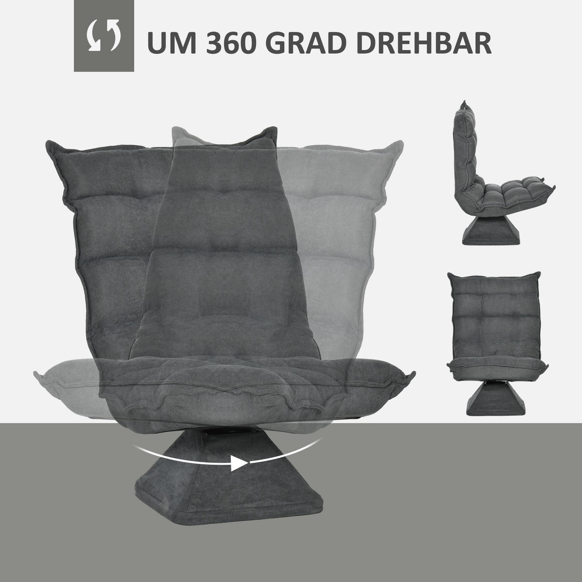 BODENSTUHL, Stahl, Leinenimitat, Grau - Grau, Metall (70/95/62cm) - HOMCOM