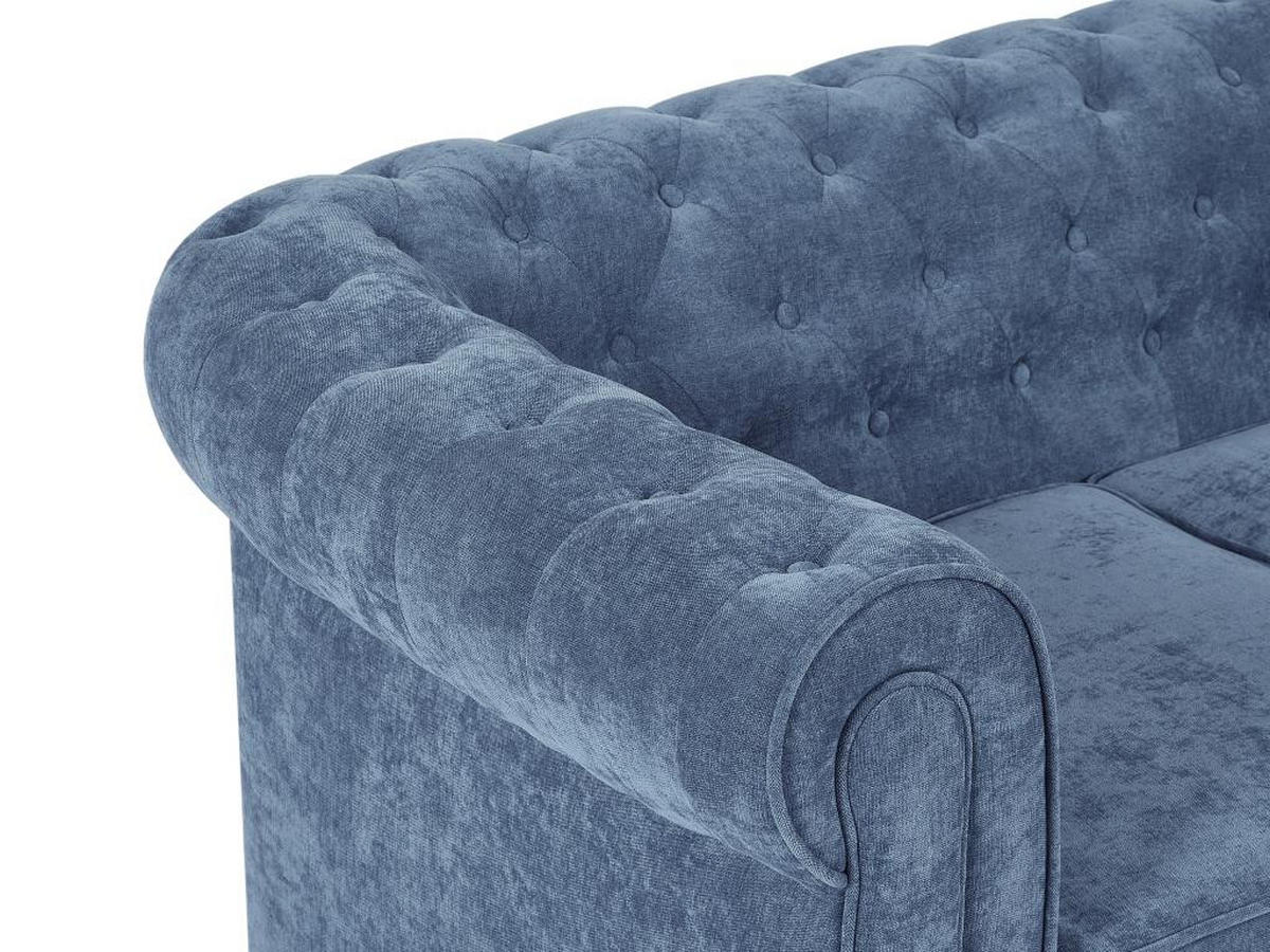 3-SITZER-SOFA - Stoff - Blau - CHESTERFIELD - Blau, Textil (88/72/205cm) - Vente-Unique