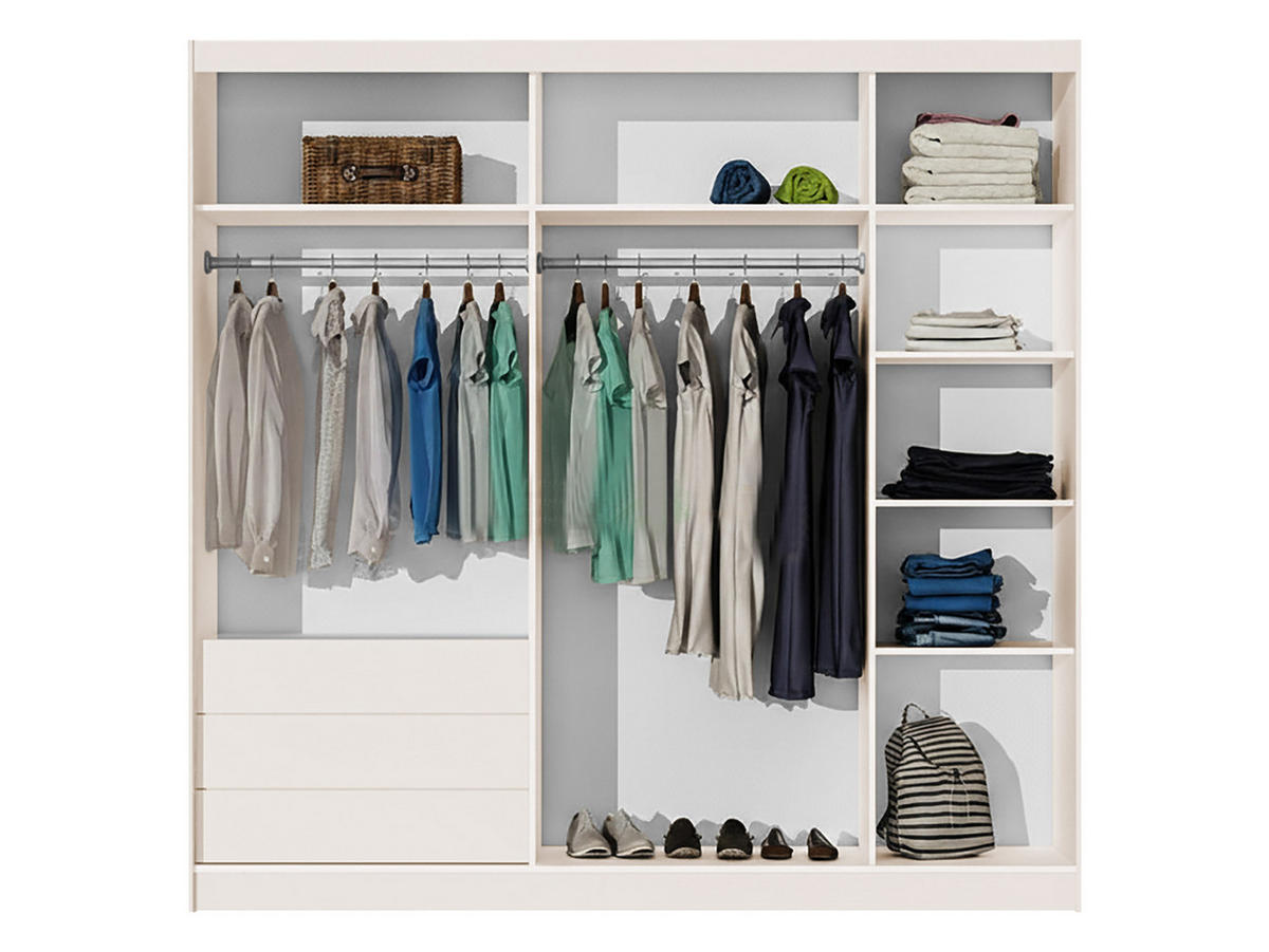SCHIEBETÜRENSCHRANK Manhattan 226 - Kaschmir, Holzwerkstoff (226/220/65cm) - MIRJAN24