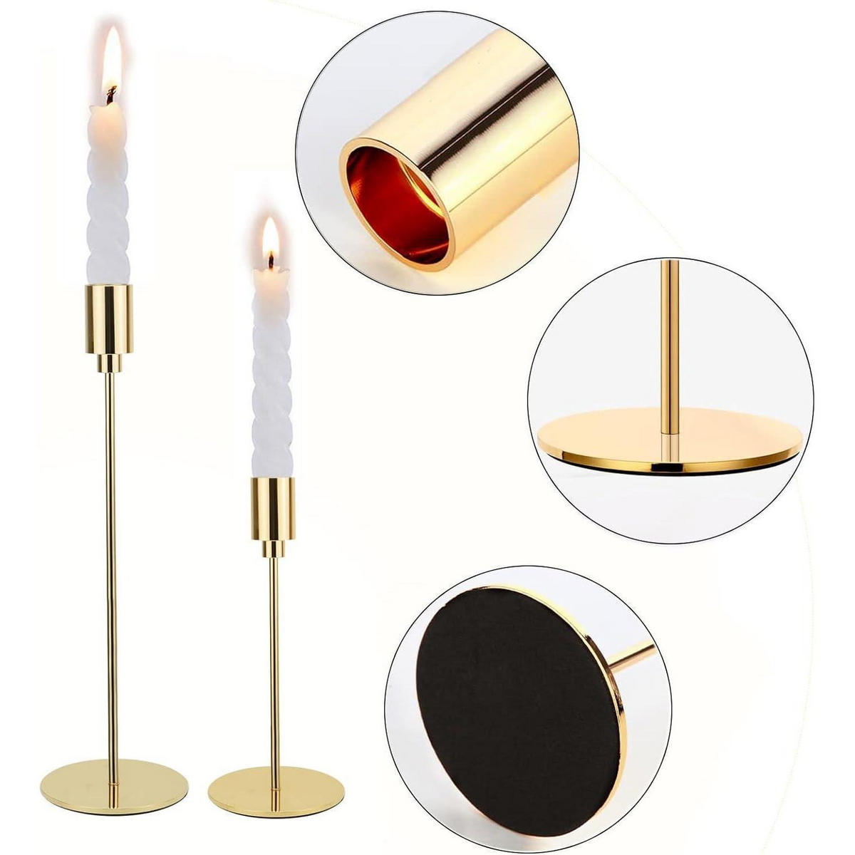 KERZENSTÄNDER 3-teiliges Set Gold 24 cm - 34 cm - Goldfarben, Metall (2/20/5cm)