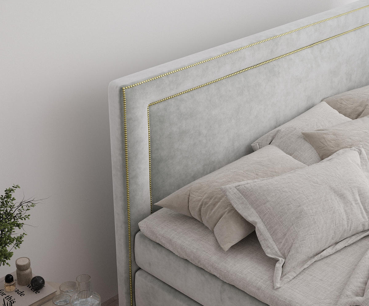 BOXSPRINGBETT Luxora Hellgrau 200/200 cm - Hellgrau/Schwarz, Holz/Holzwerkstoff (200/200cm) - Maison de Reve