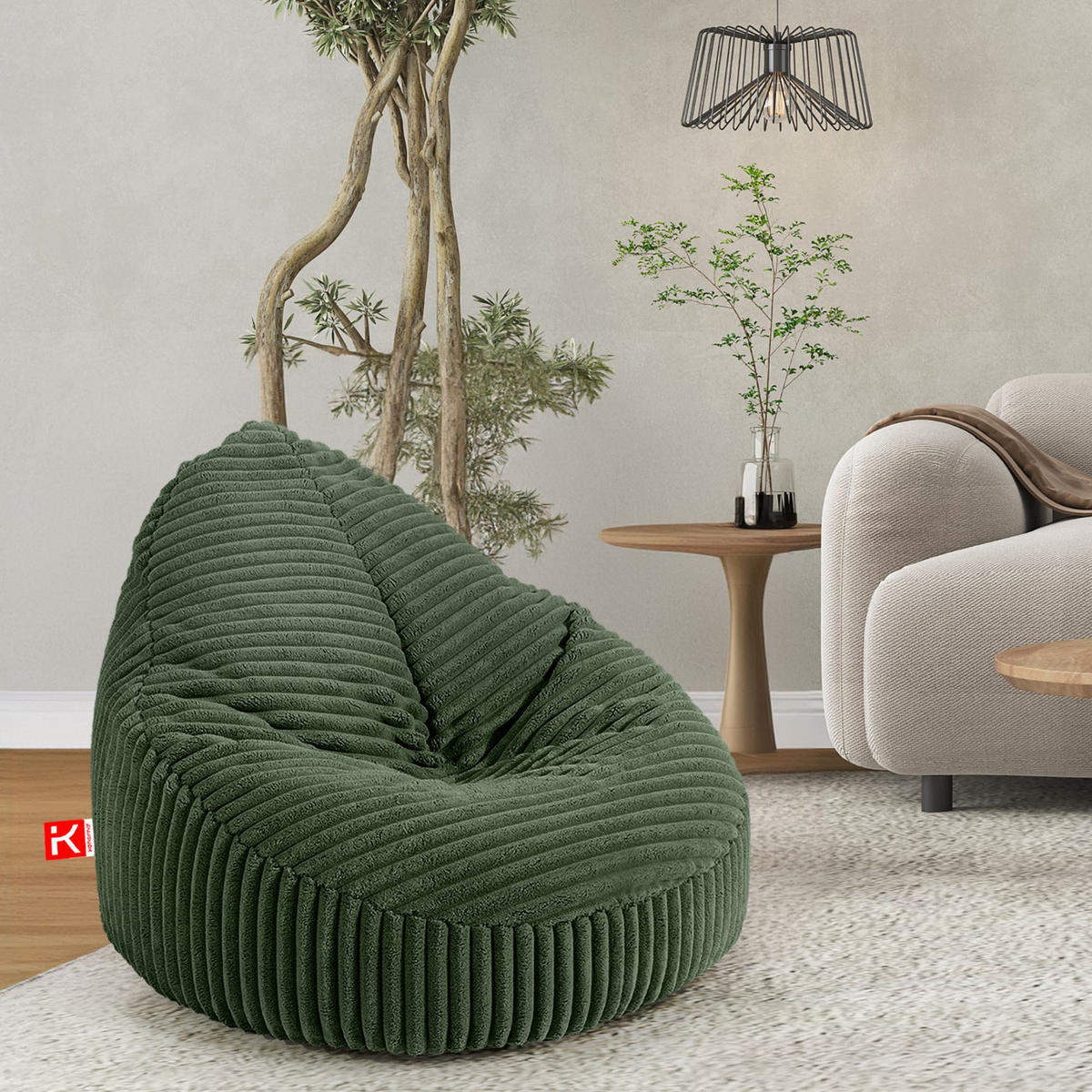 SITZSACK COSMO II aus Kordstoff, Dunkelgrün - Dunkelgrün, Textil (85/80/85cm) - KONSIMO®