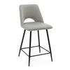 BARHOCKER ORO gepolsterter mit Steppung - hellgrau - Samt Velour - Hellgrau/Schwarz, Textil/Metall (48/94/55cm) - NEW HOME