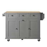 KÜCHENINSEL 112x46.2-76.2x92.7 cm Grau mit Ausziehplatte & Mülleimer-Fach - Grau, Holzwerkstoff (112/92.7/76.2cm) - Modfu