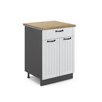 KÜCHENUNTERSCHRANK Fame-Line Weiß Landhaus 60 cm mit Schublade AP Eiche - Anthrazit/Weiß, Holzwerkstoff (60/82/60cm) - Vicco