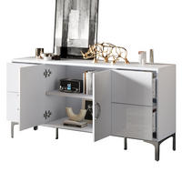 SIDEBOARD Weiß MDF 4 Schubladen 2 Türen 150x38x59.5cm Hochglanz - Weiß, Holzwerkstoff (38/59.5/150cm) - FLIEKS
