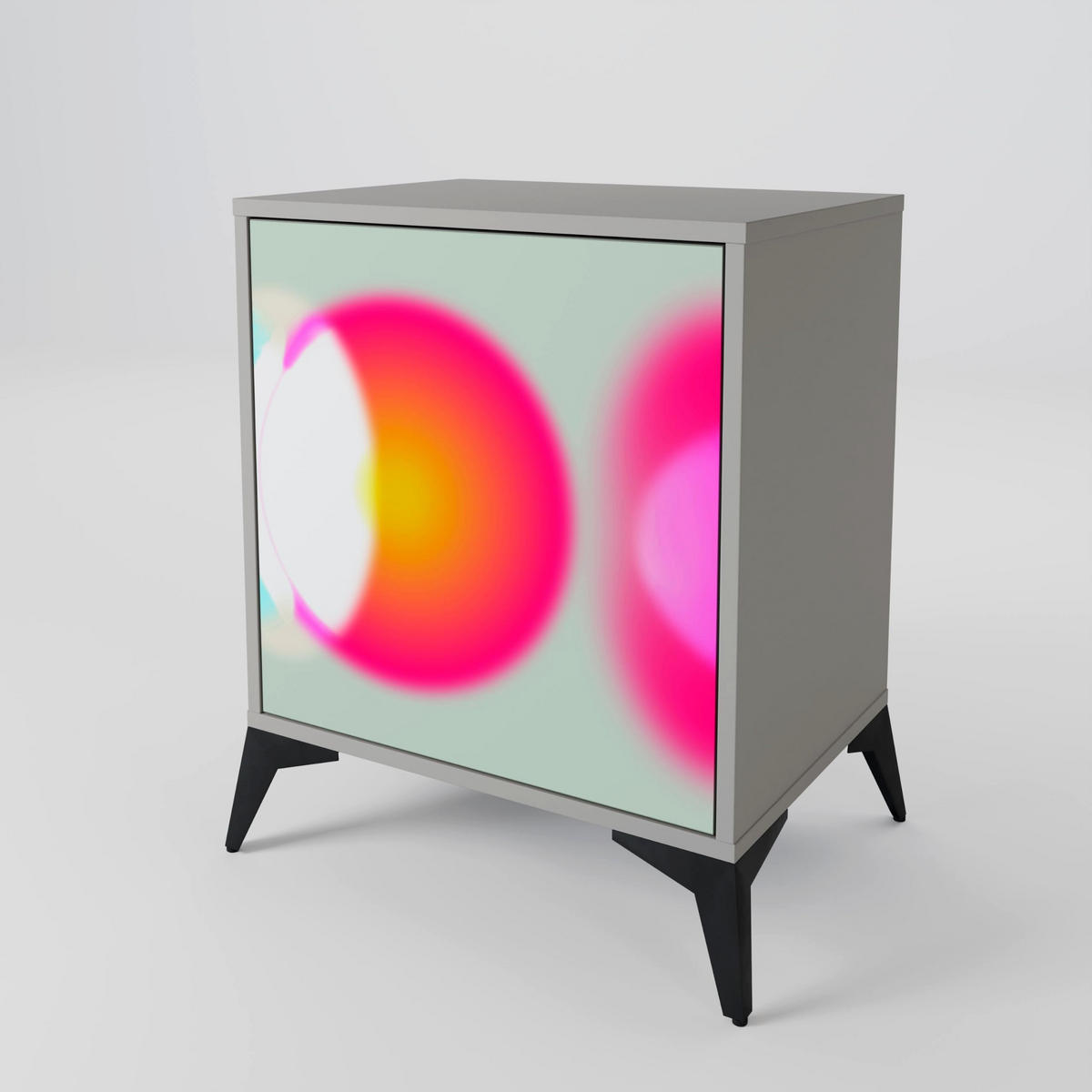 SIDEBOARD SYMPHONY OF COLORS, Grau, 57,5x42x72,5 cm, Schwarze Metallfüße - Multicolor/Schwarz, Holzwerkstoff/Metall (57.5/72.5/42cm) - SpaceRebels