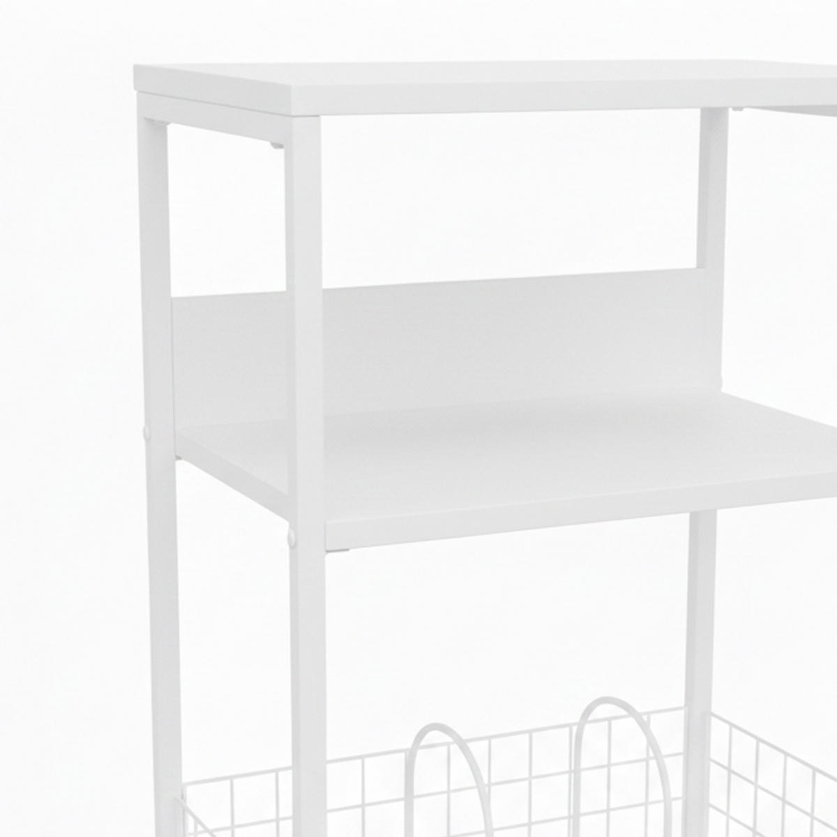 PLATTENSPIELERTISCH - Weiß, Holzwerkstoff/Metall (40/65/30cm) - Relaxdays