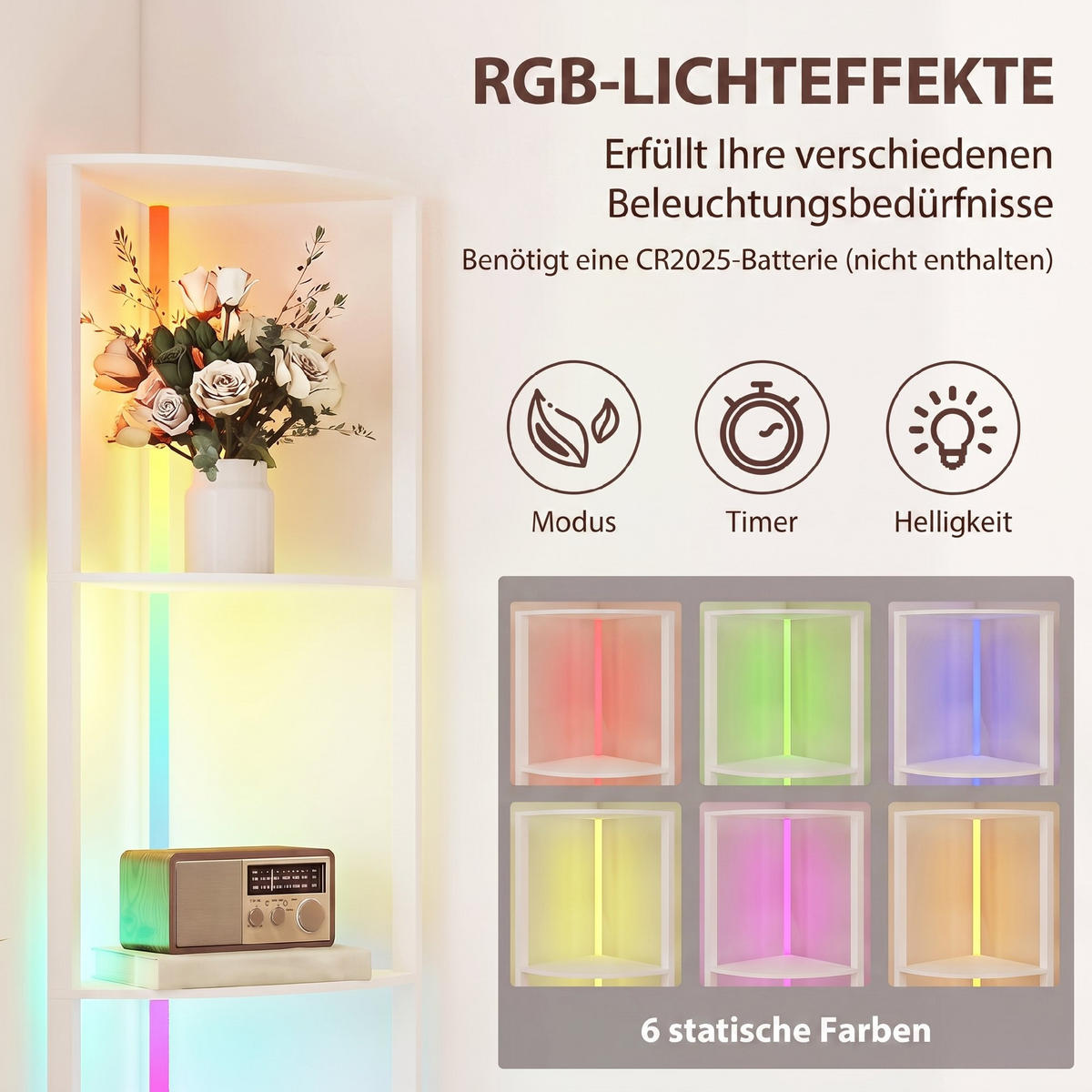 STEHLAMPE MDF Weiß - Weiß, Holzwerkstoff (42/29.5/163cm) - HOMCOM