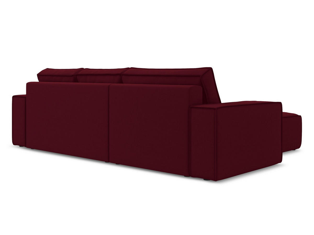 ECKSOFA mit Schlaffunktion Samt Stoff Rot - Bordeaux/Rot, Kunststoff/Textil (185/290cm) - Makamii