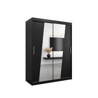 SCHWEBETÜRENSCHRANK 200/150/62 2-türig - Silberfarben/Schwarz, Holz/Kunststoff (150/200/62cm) - MÖBEL KRYSPOL