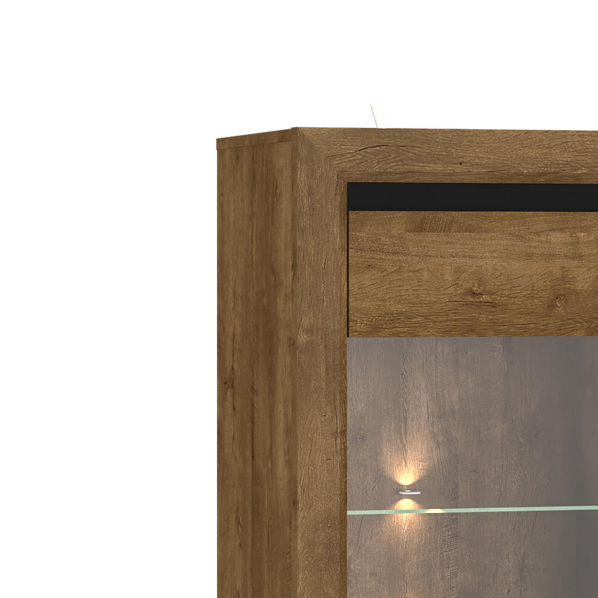 VITRINE Baltica Lefkas Eiche / schwarz 55 / 43 / 200cm - Eichefarben/Braun, Holz/Holzwerkstoff (55/200/43cm) - Feldmann-Wohnen