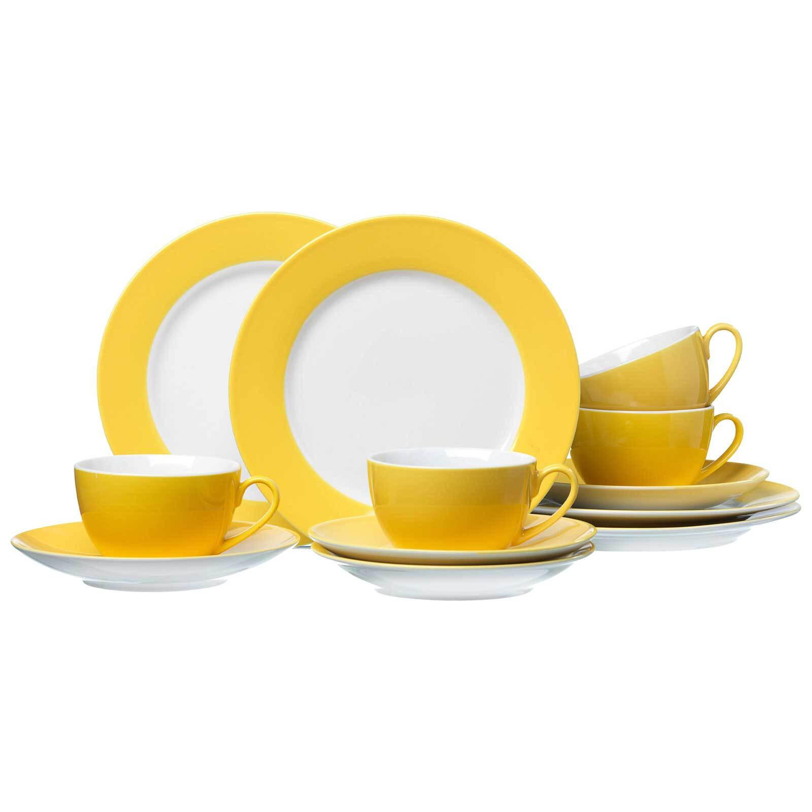 KAFFEESERVICE Doppio Gelb 12er Set - Gelb, Keramik (1/1/1cm) - Ritzenhoff Breker
