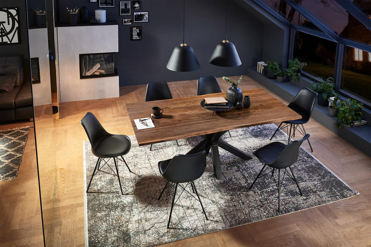 ESSTISCH FELINA - Schwarz/Braun, Holz/Metall (100/300/77cm) - SAM