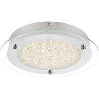 LED DECKENLEUCHTE Kristall Design Silber - Silberfarben, Glas (28/28/5.6cm) - Globo Lighting