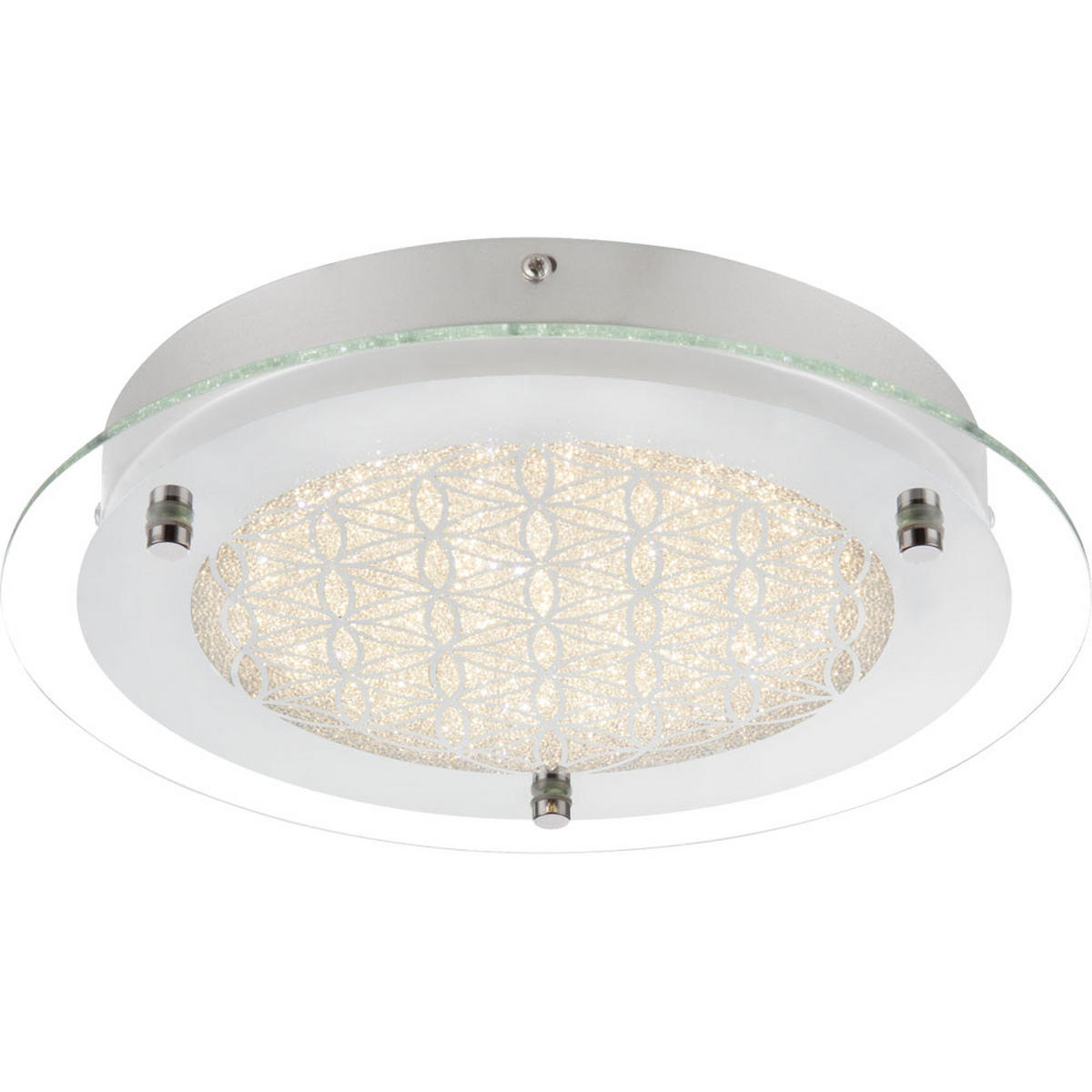 LED DECKENLEUCHTE Kristall Design Silber - Silberfarben, Glas (28/28/5.6cm) - Globo Lighting
