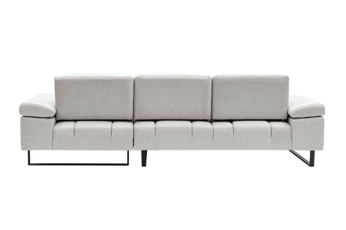 ECKSOFA mit verstellbarer Rückenlehne - Beige/Schwarz, Textil/Metall (174/314cm) - myHomelando