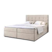 BOXBETT GECETENI 180x200 cm mit Bettkasten und Matratze - Beige - Beige/Schwarz, Holz/Holzwerkstoff (180/200cm) - AX Living