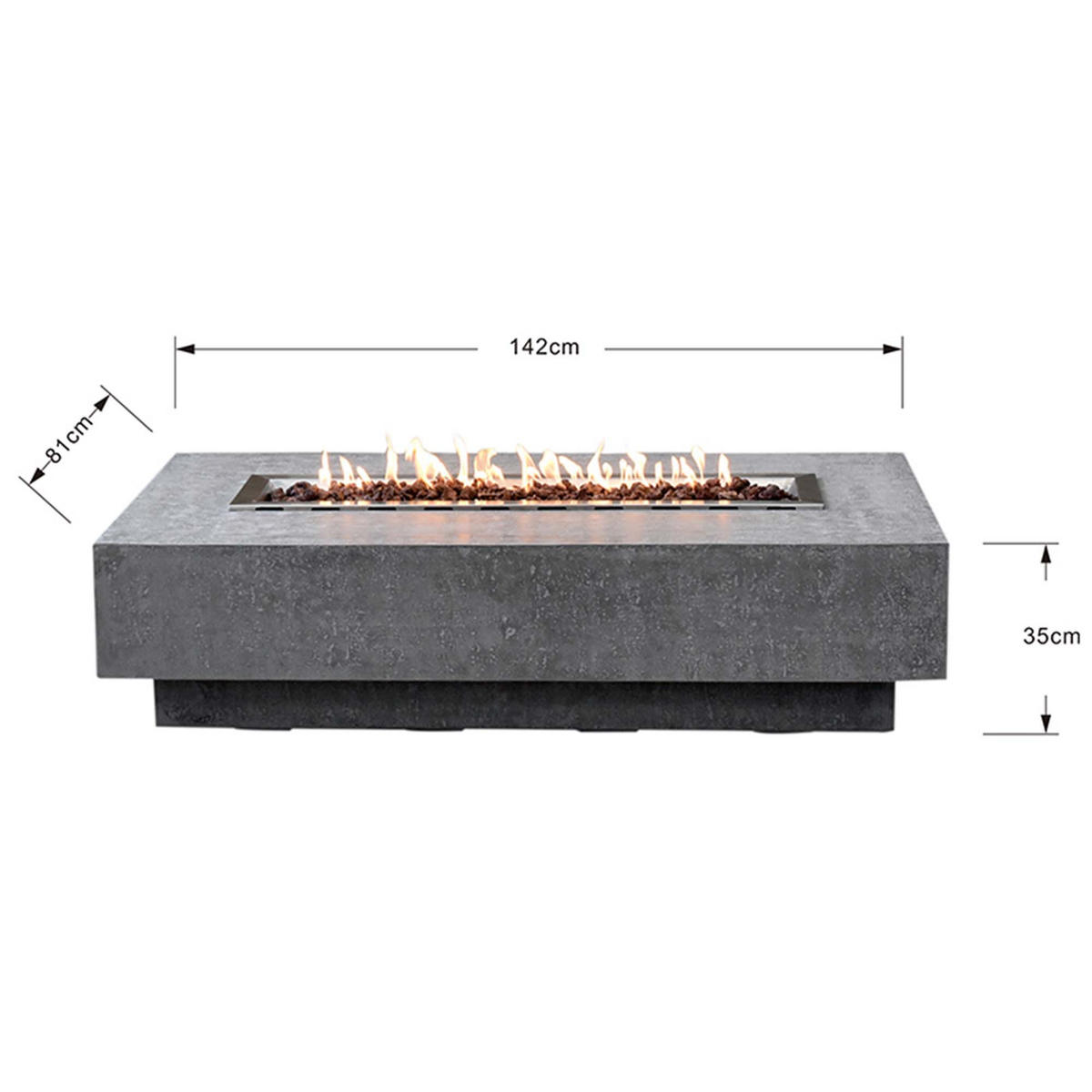 FEUERSTELLE Hampton in Beton-Optik grau aus Faserbeton - Grau, Stein (81/35/142cm) - Elementi