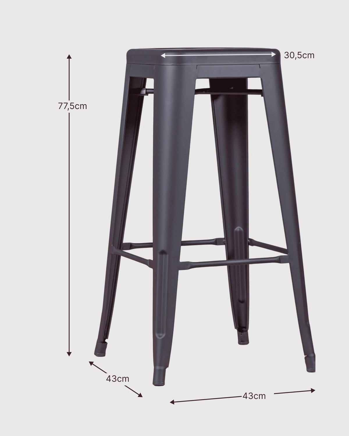 HOCKER Metall Schwarz - Schwarz, Metall (43/78/43cm) - Nest Dream