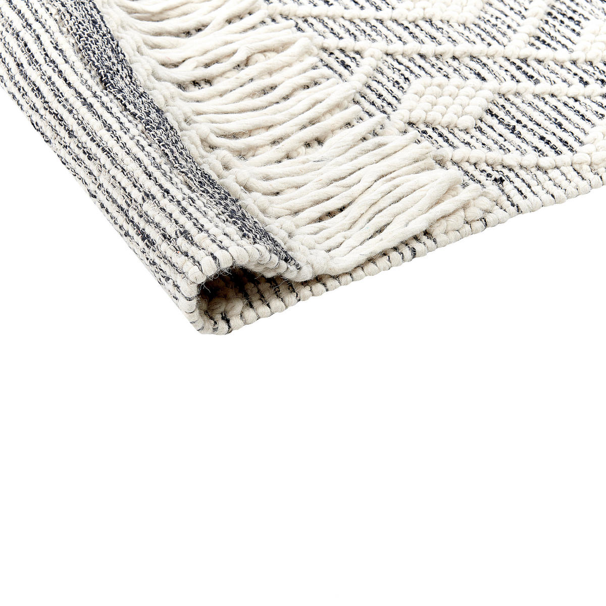 KURZFLOR-TEPPICH Kavak 230/160 cm - Creme/Schwarz, Textil (160/230cm) - Beliani