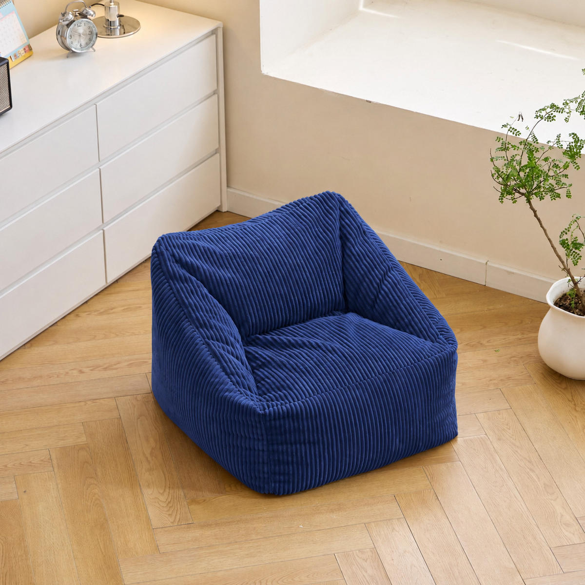 POUF kord Blau - Blau, Textil (55/44/55cm) - Nordlys