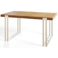 ESSZIMMERTISCH ROSA, ausziehbarer Tisch 140-240X80X77 cm, Farbe: LANCELOT, mit Metallbeinen in Farbe Weiß - Beige/Weiß, Holzwerkstoff (140/80/77cm) - Alpi-Möbel