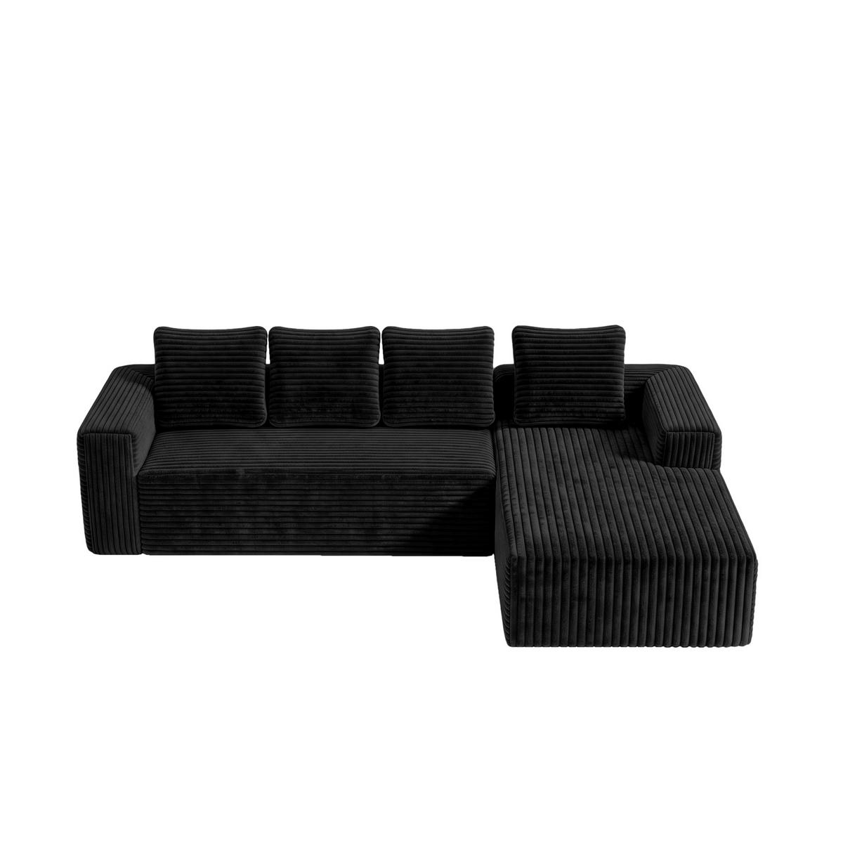 ECKSOFA Cloud L-Form mit linker Chaise, DE-42592, Schwarz - Schwarz, Textil (261/168cm) - ComfortXL