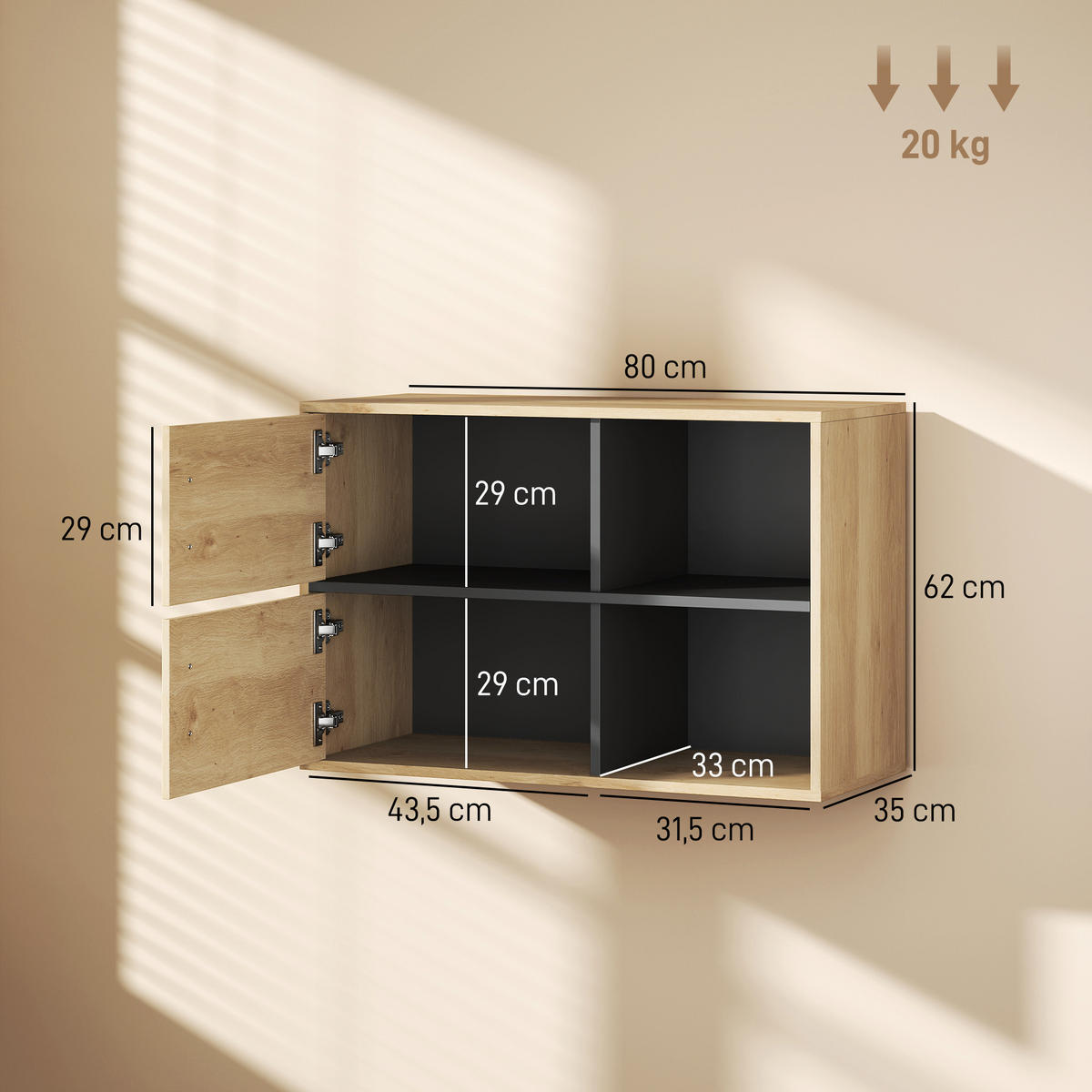 HÄNGESCHRANK Naturholz 1 Stück - Beige, Kunststoff (80/57.5/35cm) - GiPP