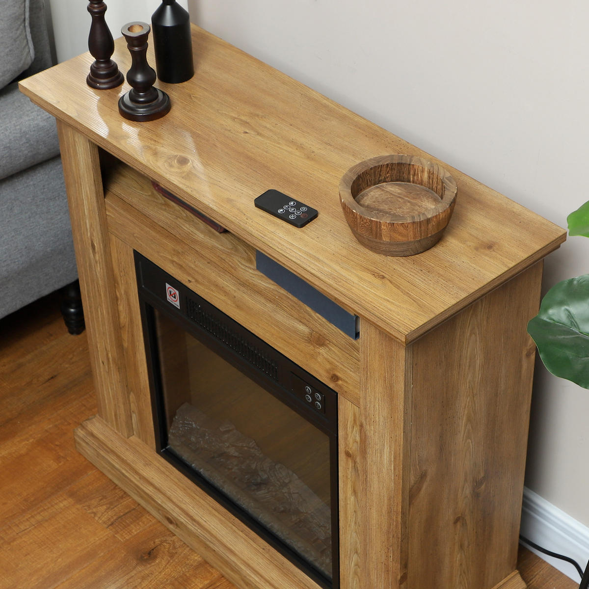ELEKTROKAMIN DE-17042 3D-Flammeneffekt mit Fernbedienung Holzoptik Braun - Braun, Holzwerkstoff (81.5/76.2/30cm) - ComfortXL