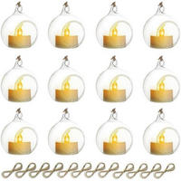 HÄNGENDE Kerzenhalter 12er Set Glas Transparent mit LED Kerze - Transparent, Glas (6.8cm)