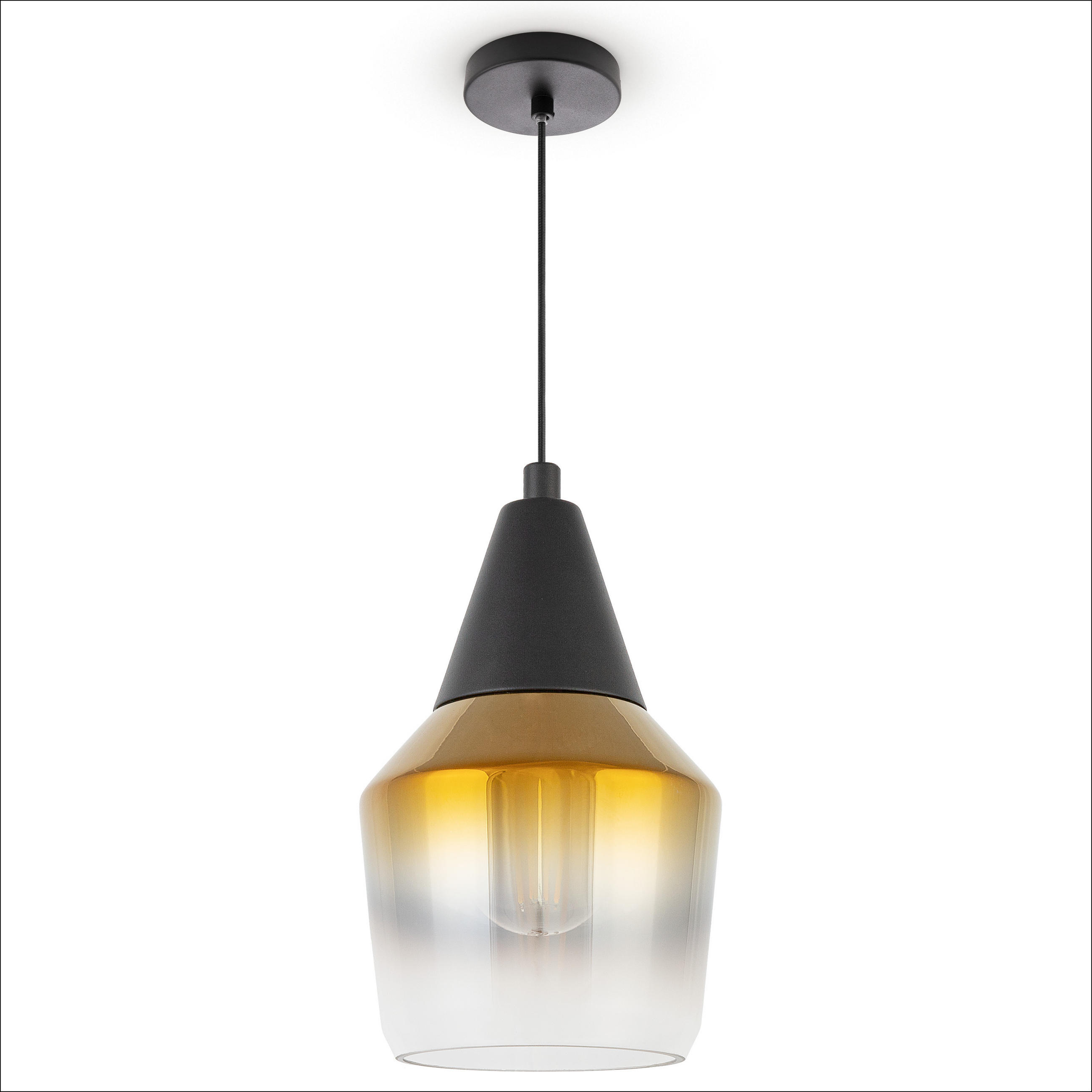 PENDELLEUCHTE Diana - Goldfarben/Schwarz, Metall (13.7/13.7/21.1cm) - Paco Home