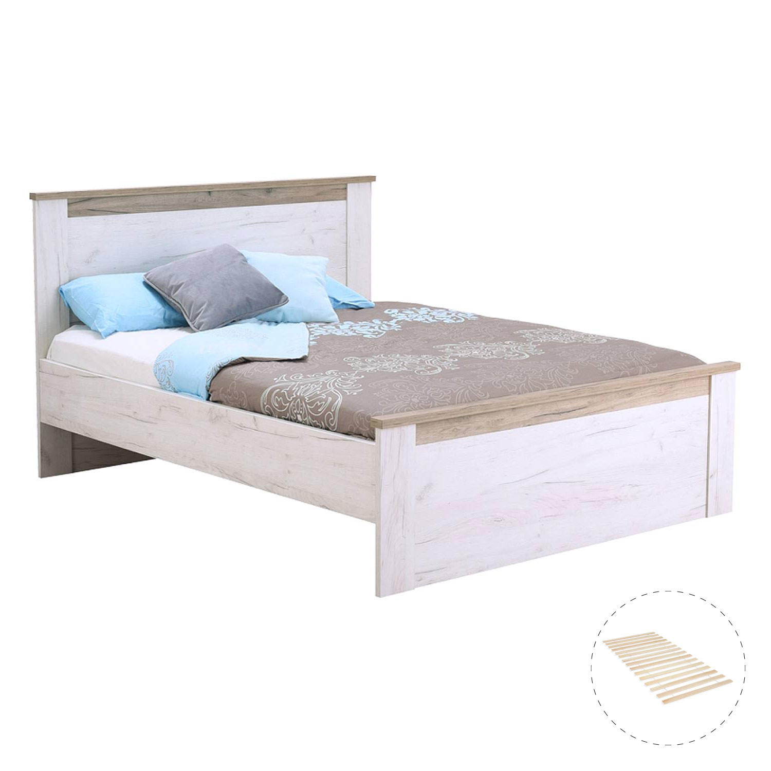HOLZBETT 160/200 cm shabby weiß - Grau, Holz - Homestyle4u