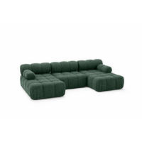 ECKSOFA U-Form, Stoff Bouclé Abriamo, Dunkelgrün, Selia U - Dunkelgrün, Holz (285/70/160cm) - Kaiser Möbel
