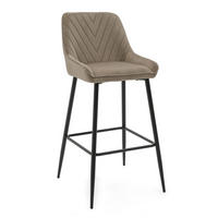 BARHOCKER VASTO gepolstert mit Steppung - dunkelbeige - Samt Velours - Beige/Schwarz, Metall (50/102/55cm) - NEW HOME