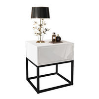 NACHTTISCH BLANCO LOFT II auf schwarzem Gestell Weiß Hochglanz - Weiß Hochglanz, Holzwerkstoff (45/52/36.5cm) - Lookway