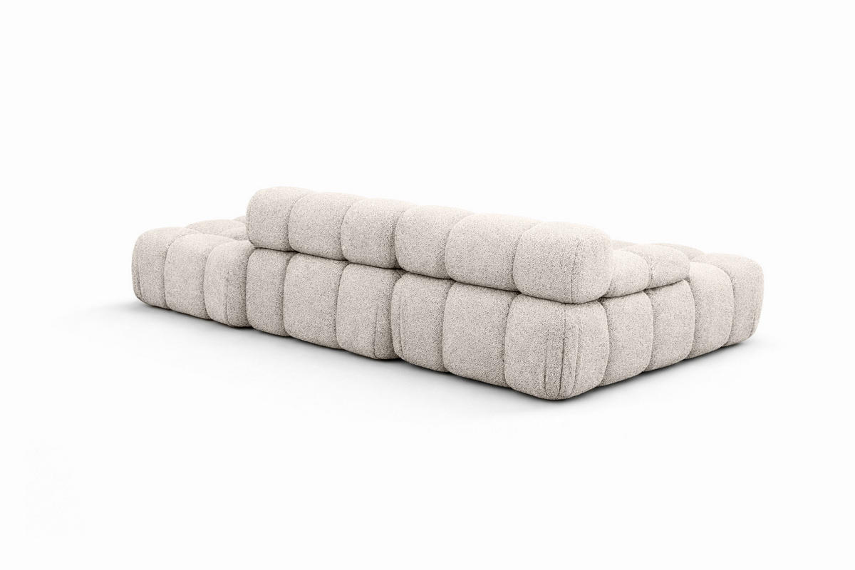 ECKSOFA L-Form Modular Mit Hocker, Bouclé-Stoff Abriamo, Beige, Rechts, Selia - Beige, Holz (285/160cm) - Kaiser Möbel