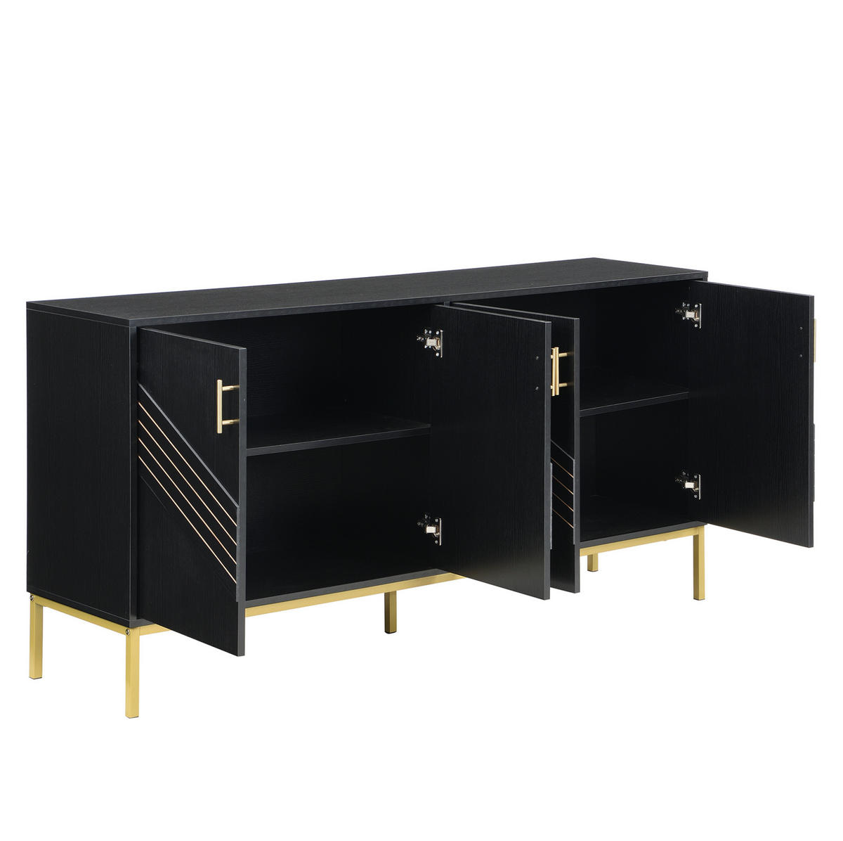 SIDEBOARD 160/40/80.5 cm Schwarz aus MDF mit 4 Türen - Schwarz, Holzwerkstoff (40/80.5/160cm) - OKMYHOME