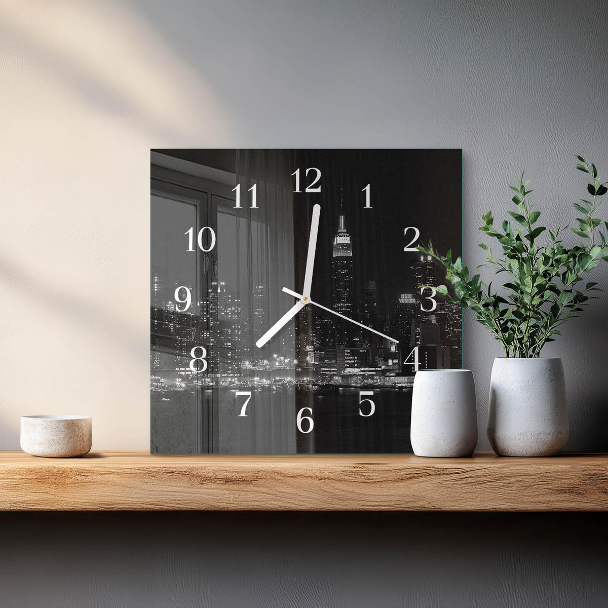 WANDUHR 30x30 cm - Horizont - Schwarz, Glas (30/30/0.4cm) - TULUP