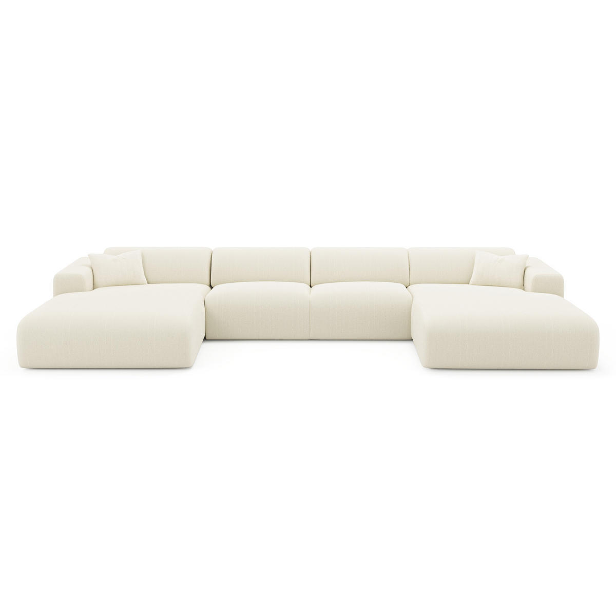 WOHNLANDSCHAFT Gerippter Samt Creme 366cm - Creme, Textil (366/73/165cm) - Sia Home