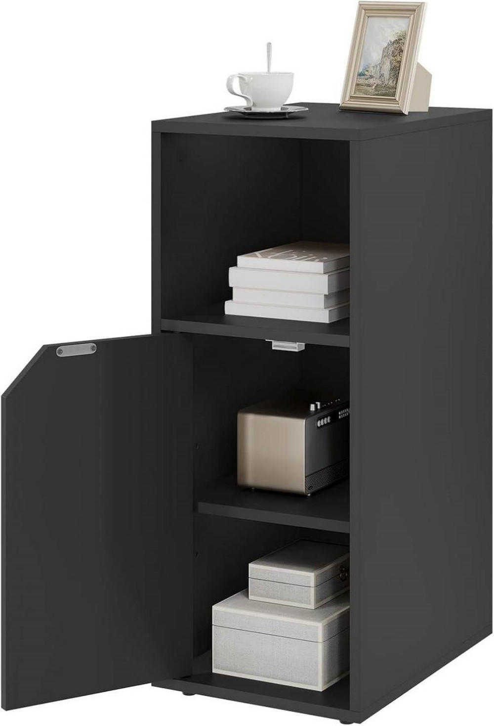 Woltu Nachttisch Schwarz 25x62x35 cm