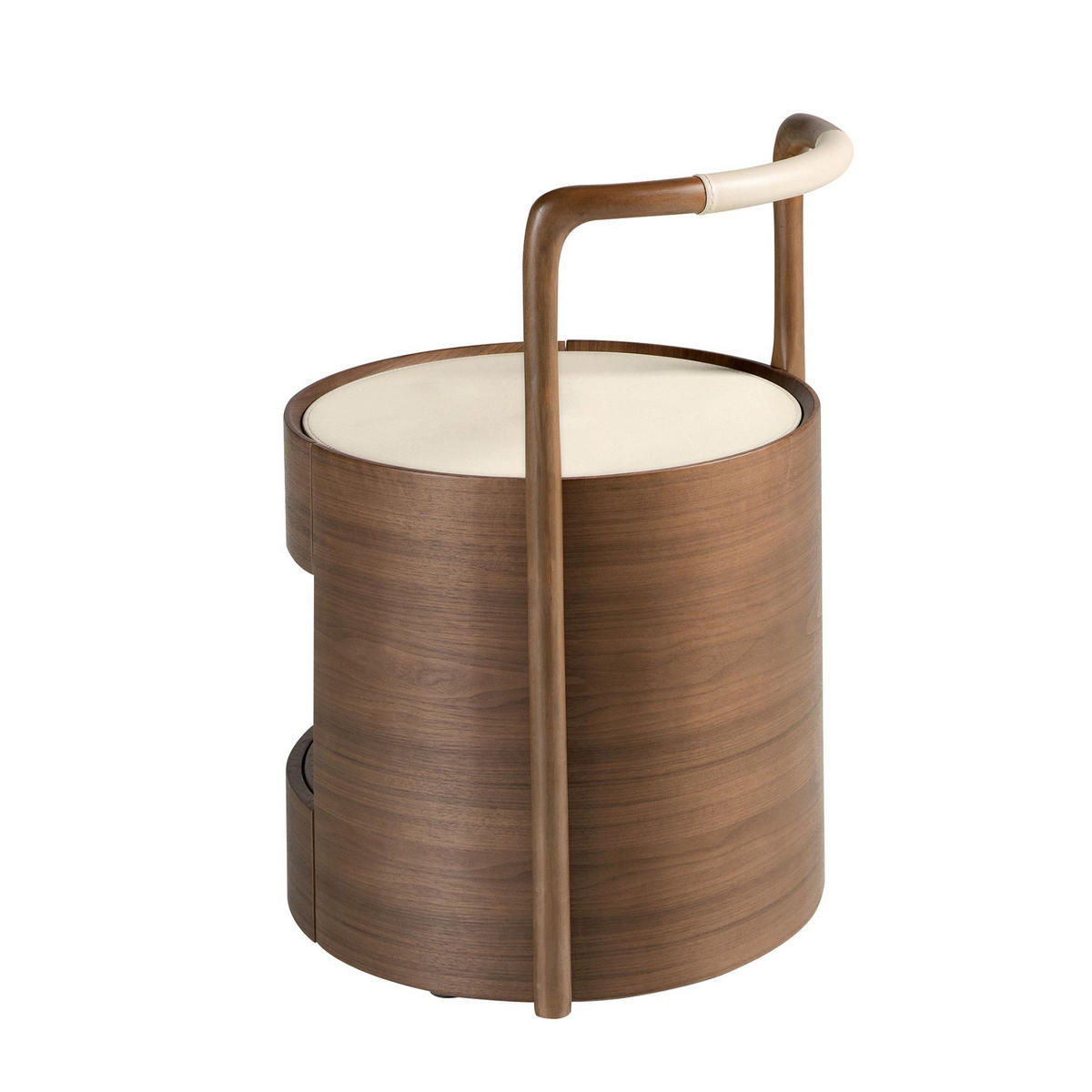 NACHTSCHRANK Nussbaum mit Holzplatte und cremefarbenem Kunstlederbezug 50/54/72 cm - Goldfarben/Walnussfarben, Holz/Holzwerkstoff (50/72/54cm) - ANGEL CERDA