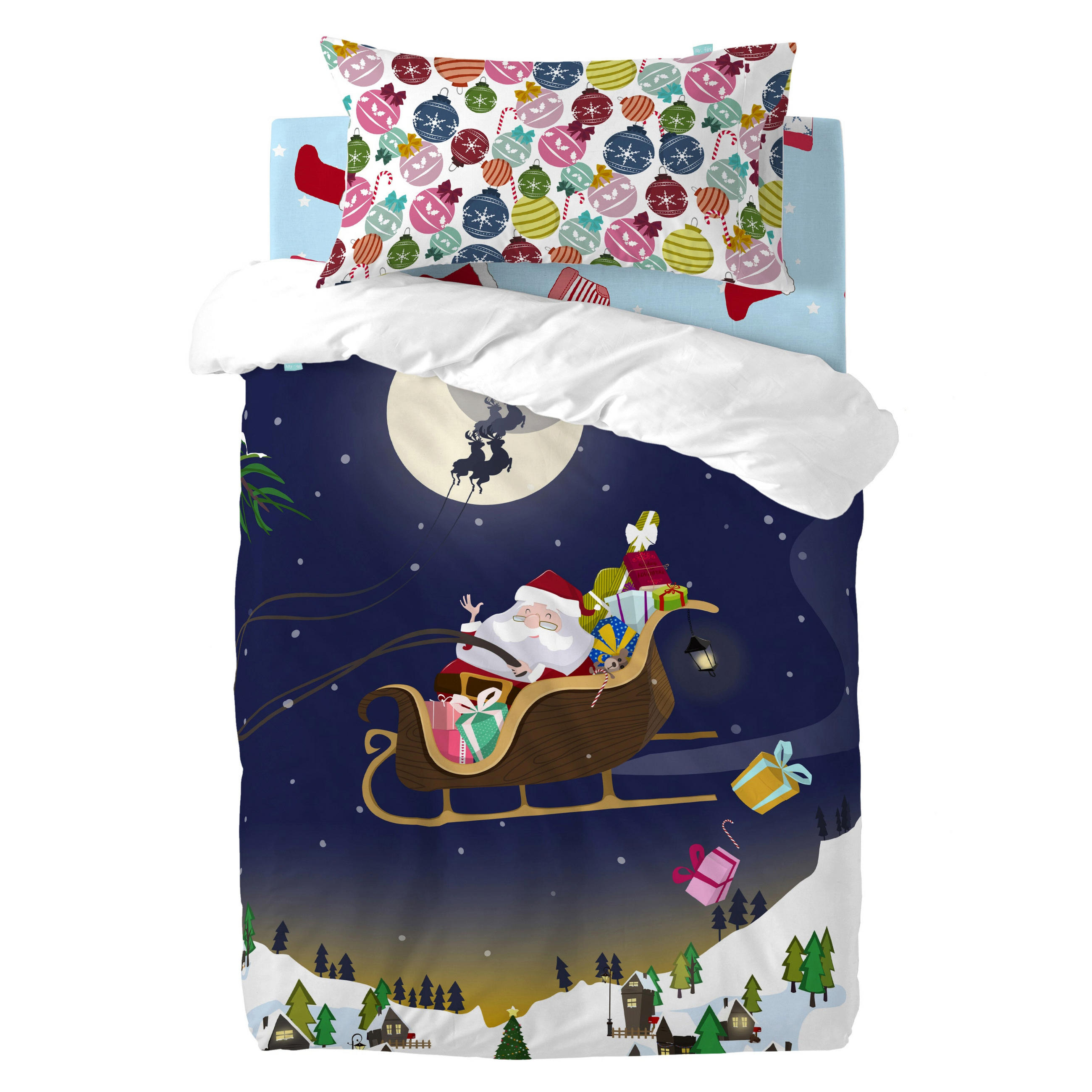 BETTBEZUG 2er-Set teiliges merry christmas 100x120 cm (kinderbett) mehrfarbig - Multicolor, Textil (100/120cm) - Happy Friday