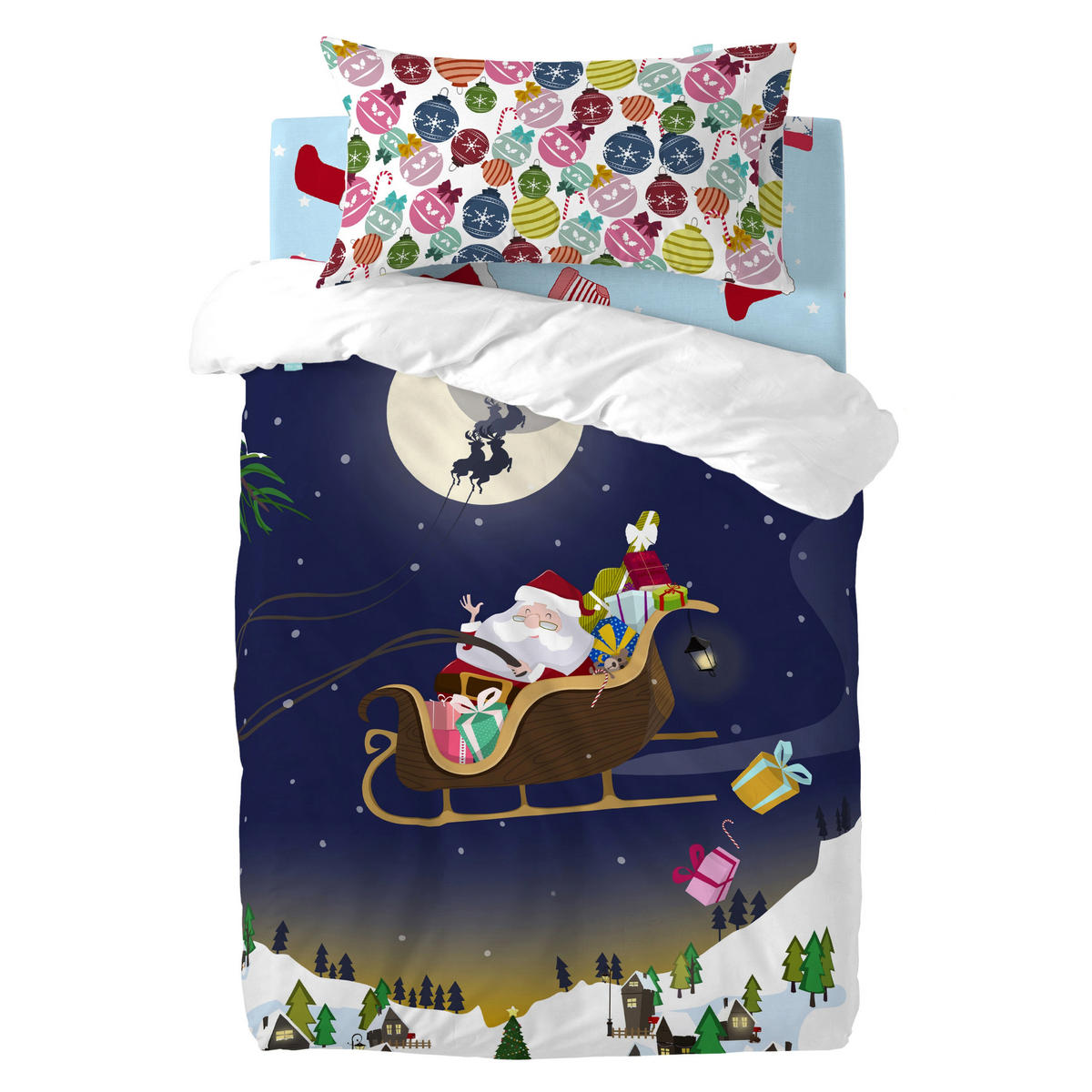 BETTBEZUG 2er-Set teiliges merry christmas 115x145 cm (kinderbett) mehrfarbig - Multicolor, Textil (115/145cm) - Happy Friday