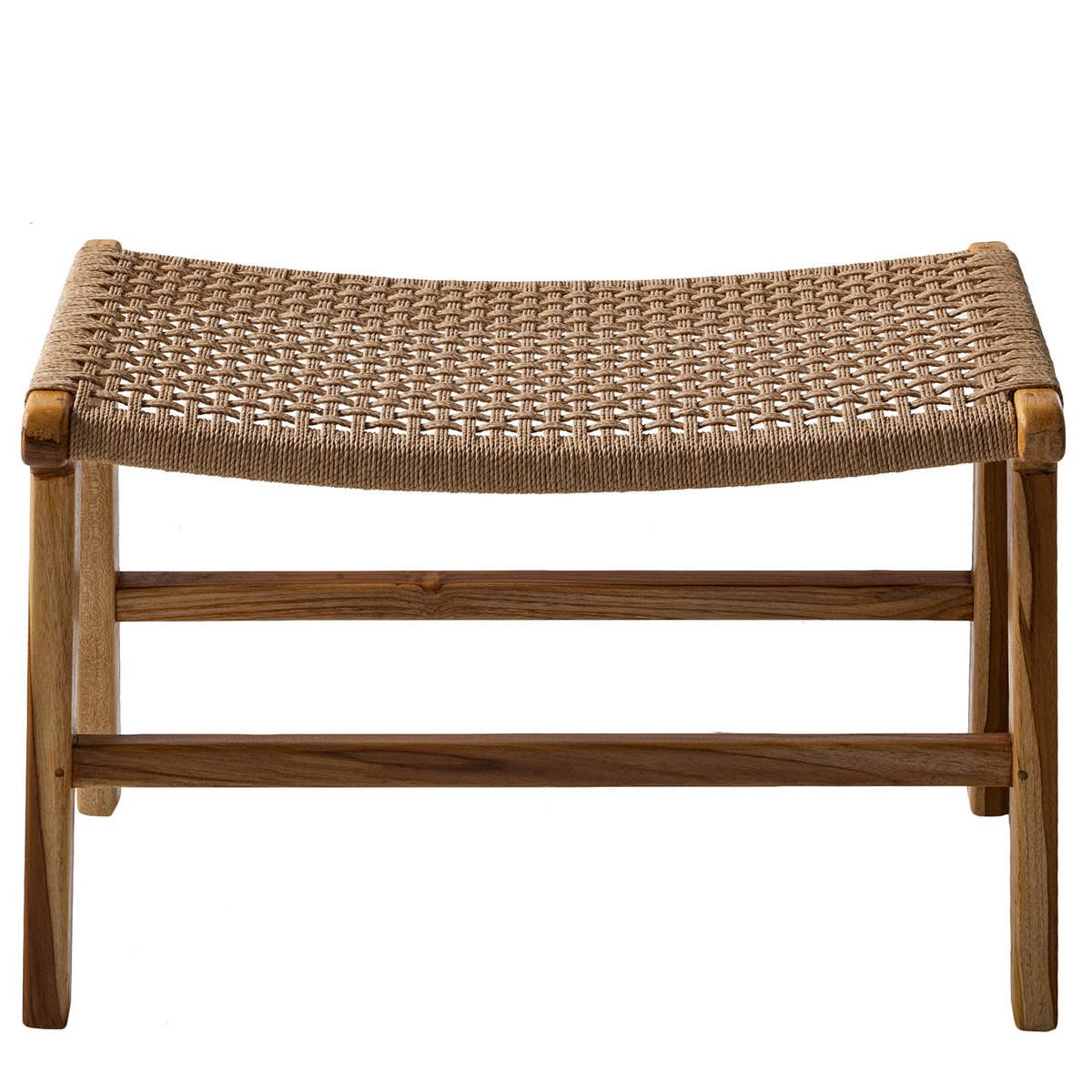 HOCKER - Papiergeflecht / Teakholz massiv, Natur / Teak - Teakfarben, Naturmaterialien (65/44/35cm) - home24