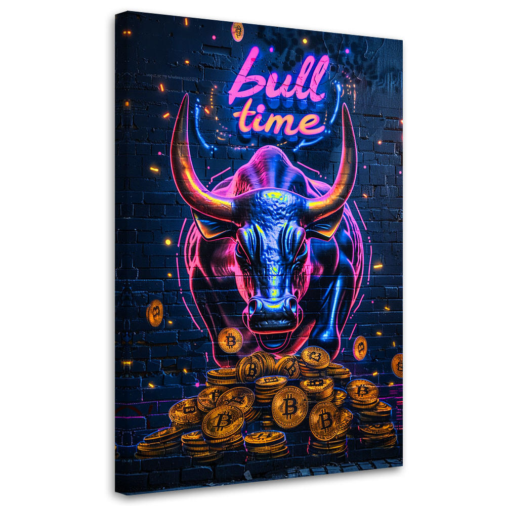 LEINWANDBILD AI Stier Bitcoin 60x90cm - Lila, Textil (60/90cm) - Feeby