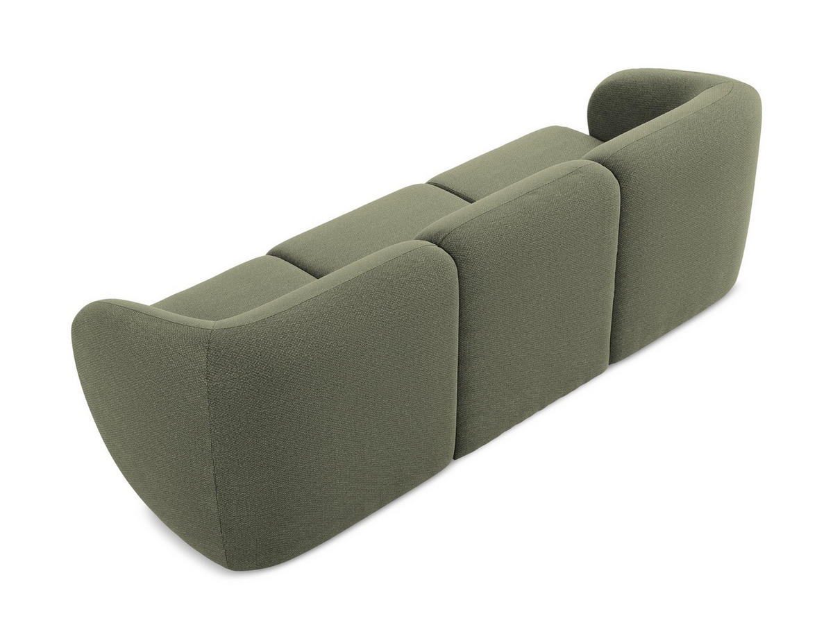 3-SITZER SOFA Bouclé Stoff Grün - Schwarz/Olivgrün, Holzwerkstoff/Kunststoff (244/75/94cm) - Makamii