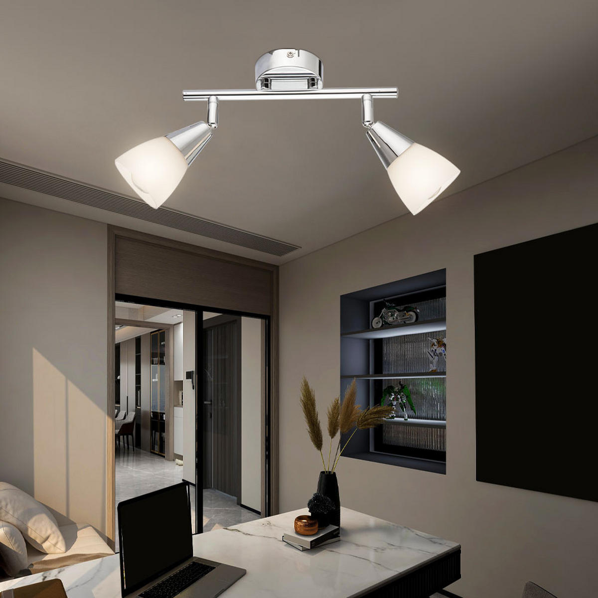 DECKENLEUCHTE Metall Chrom Silber - Silberfarben, Glas (25/8/11cm) - Globo Lighting